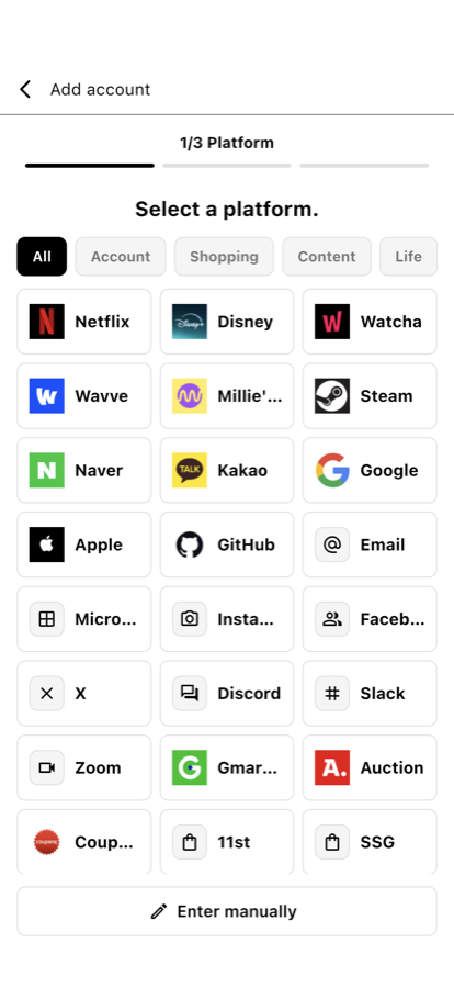 Add an account step by step